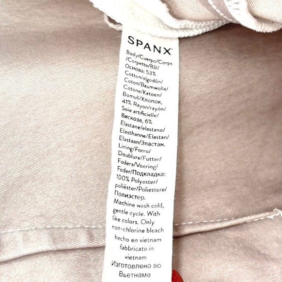 SPANX Slim Straight Ankle Pant Sz L High Rise White Stretch Pockets Pull-On Hold - Picture 5 of 13